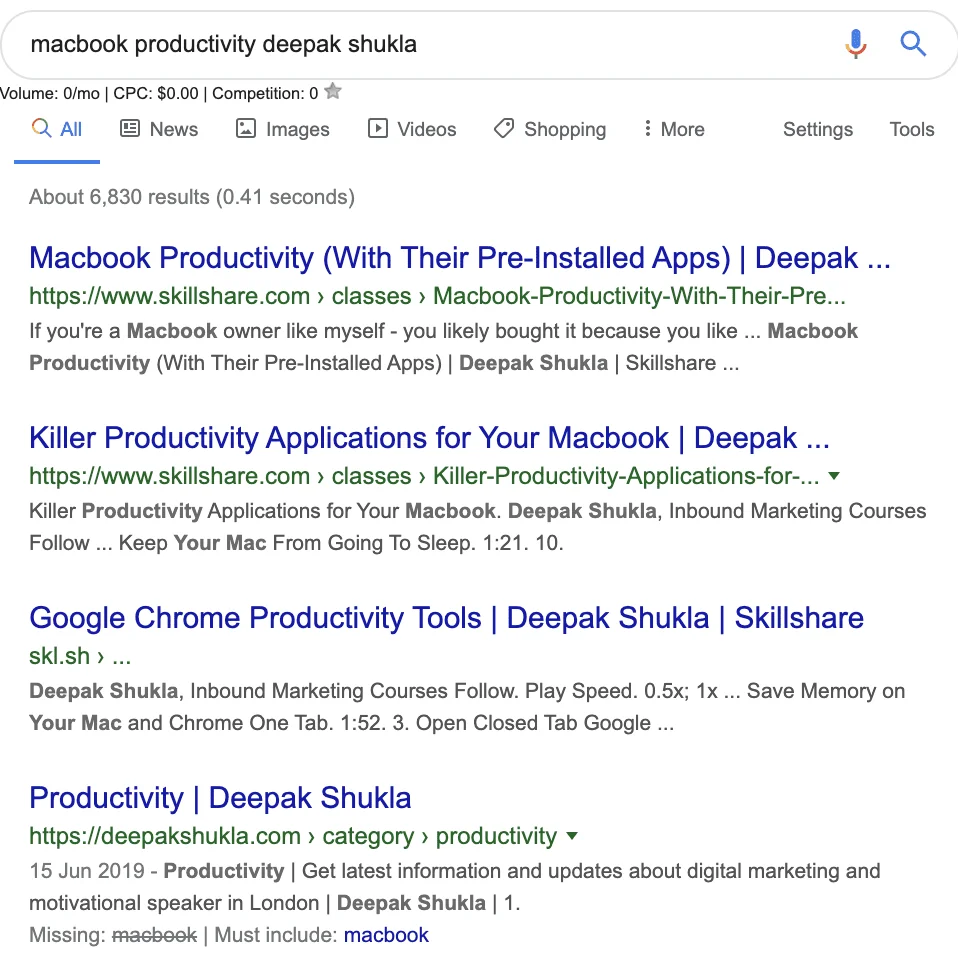 Google Search Result