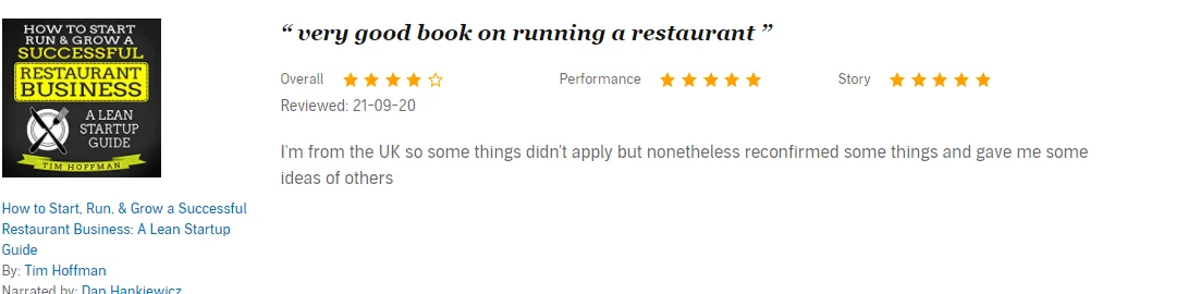 How to Start, Run, & Grow a Successful Restaurant Business: A Lean Startup Guide by Tim Hoffman - Notes