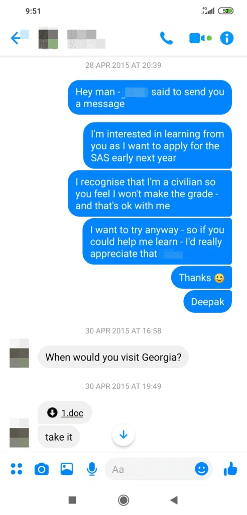 Message Screen Shot