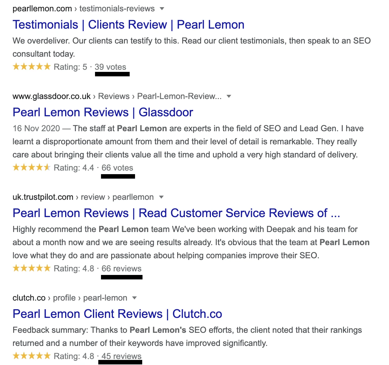 Pearl Lemon SERP