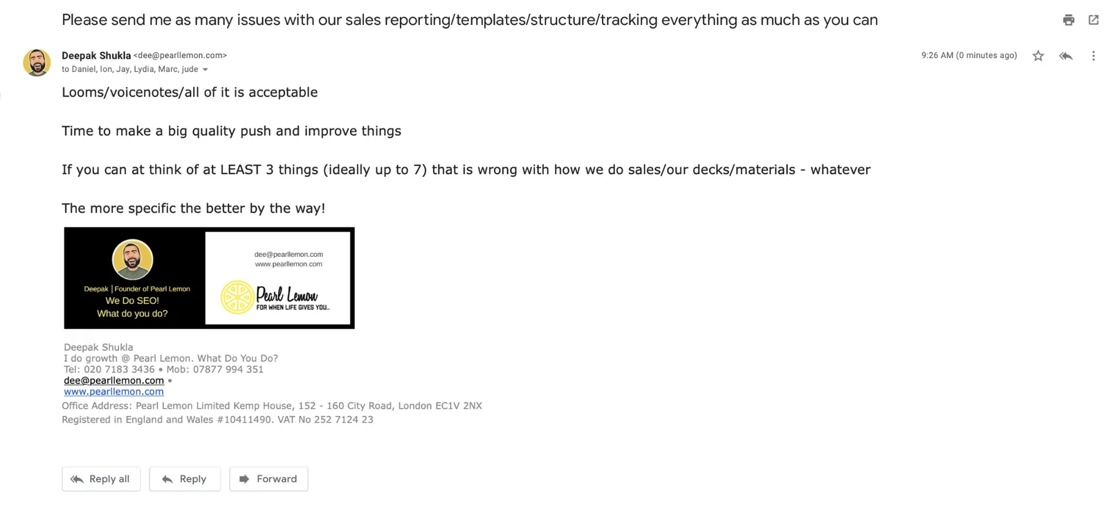 sent this email 
