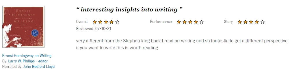 Summary of Ernest Hemingway on Writing