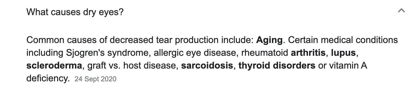 What causes dry eyes?
